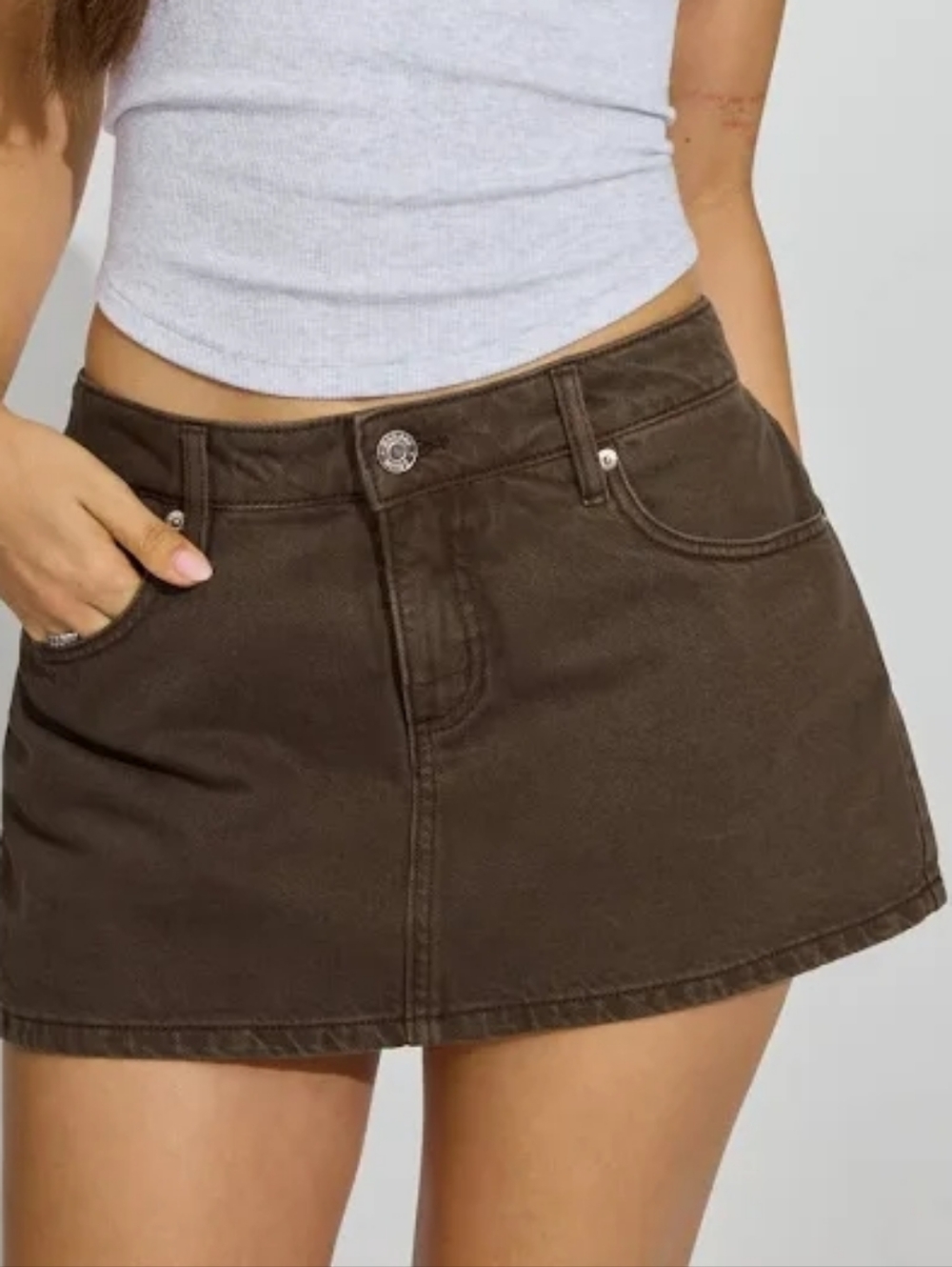 GARAGE Brown Denim Skirt